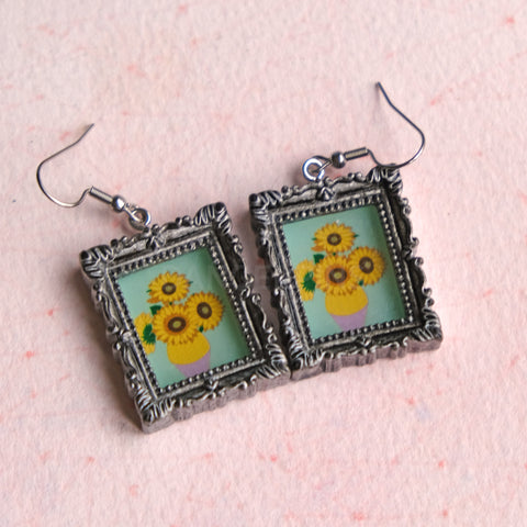 Large Fancy Pictures of Flowers Earrings