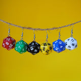 20 Sided opaque RPG dice earrings  - 20mm Colors d20