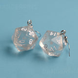 Clear RPG dice earrings