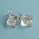 Clear RPG dice earrings