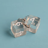 Clear RPG dice earrings