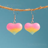 Wide sparkle hearts earrings