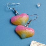 Wide sparkle hearts earrings