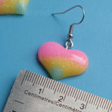 Wide sparkle hearts earrings