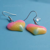 Wide sparkle hearts earrings