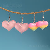 Wide sparkle hearts earrings