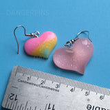 Wide sparkle hearts earrings