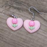 A Heart and Tulips earrings