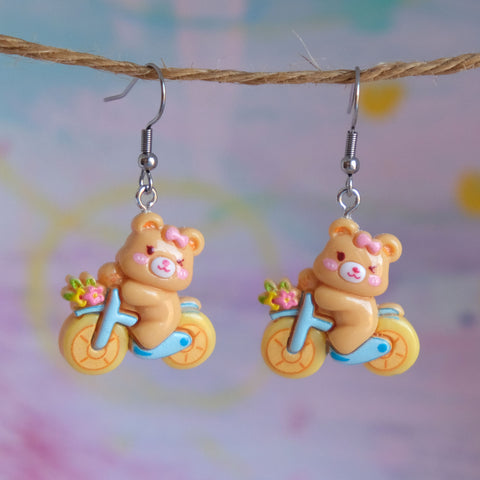 Bear Bike Ride Earrings