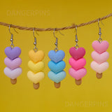 Triple Heart Popsicle earrings