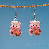 Trotters the Pig Chef earrings