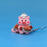 Trotters the Pig Chef earrings