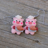 Trotters the Pig Chef earrings