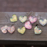 5 pair set faceted sparkle stars or hearts earrings