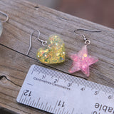 5 pair set faceted sparkle stars or hearts earrings