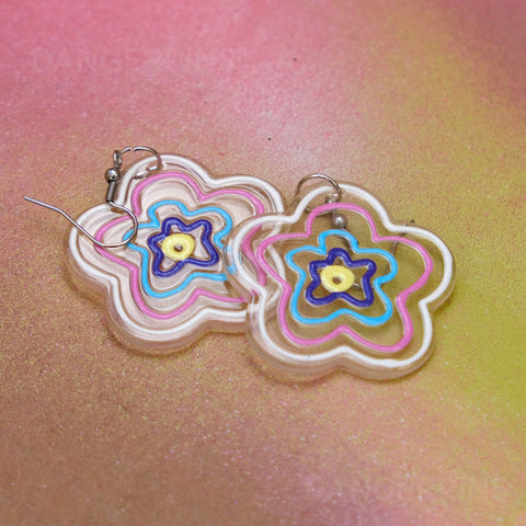 Large Sketchy Doodle Flowers earrings