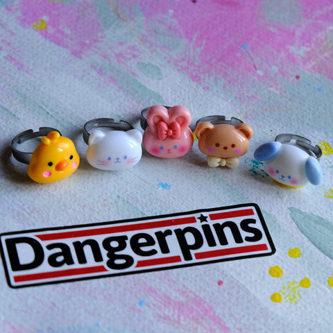 Extra Cute Animal Pals Ring Set of 5