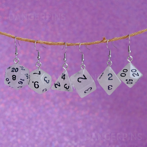 Glow in the Dark RPG dice earrings