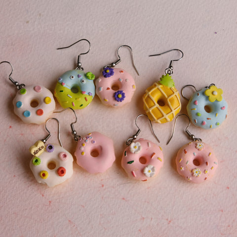 Set of 9 Pastel Donut earrings