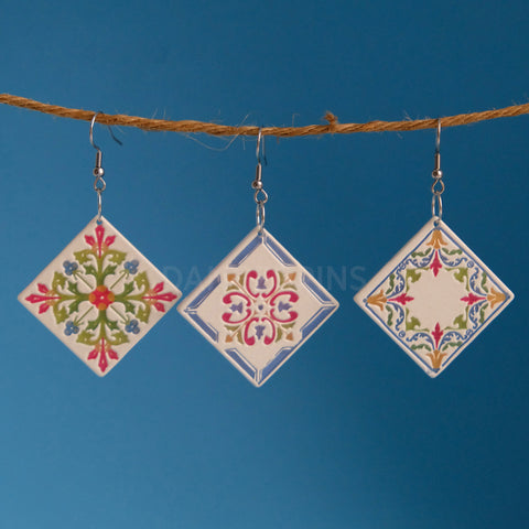 Large Floral Tiles earrings