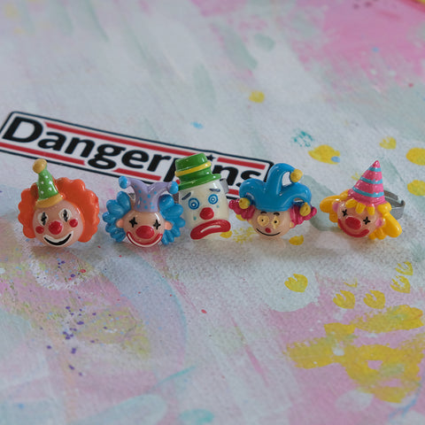Creepy Clown Ring Set of 5
