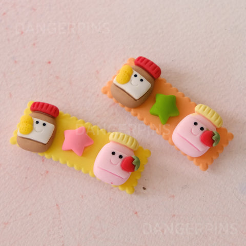 Set of 2 Peanut Butter & Jelly hair clips - 5.5cm