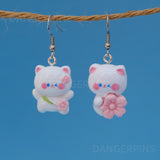 Flower Kittens earrings