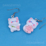 Flower Kittens earrings