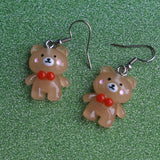 Glow in the dark Frogs and bears earrings