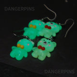 Glow in the dark Frogs and bears earrings