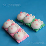 Set of 2 Triple Bunny hair clips - 5.5cm