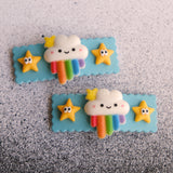 Set of 2 Rainbow Clouds clips - 5.5cm