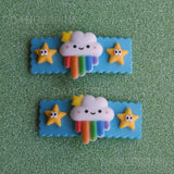 Set of 2 Rainbow Clouds clips - 5.5cm