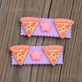 Set of 2 Pizza Superstar hair clips - 5.5cm