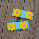 Set of 2 Sparkle Daisies hair clips - 5.5cm