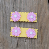 Set of 2 Sparkle Daisies hair clips - 5.5cm