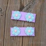 Set of 2 Sparkle Daisies hair clips - 5.5cm