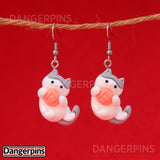 Yarn Ball Kitten Earrings