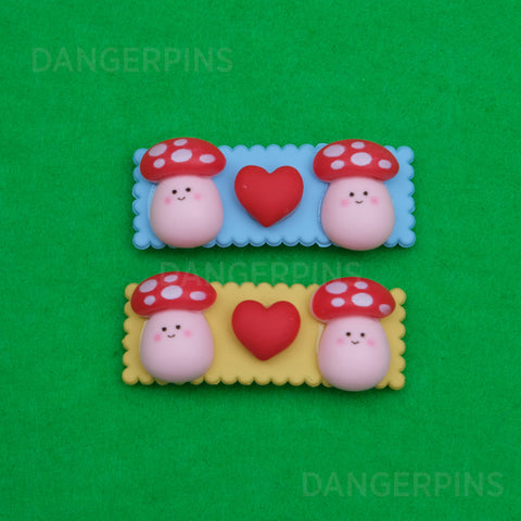 Set of 2 Little Mushroom People hair clips