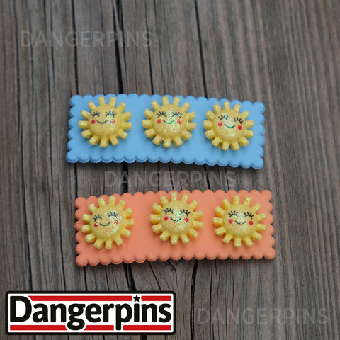 Set of 2 Happy Sparkle Suns hair clips