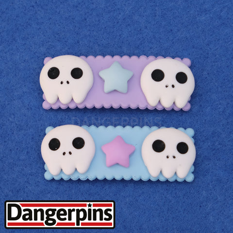 Set of 2 Ghost Skulls hair clips