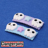 Set of 2 Ghost Skulls hair clips