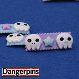 Set of 2 Ghost Skulls hair clips