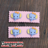 Set of 2 Lovely Little Elephants hair clips