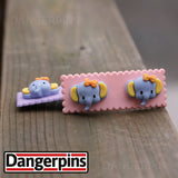 Set of 2 Lovely Little Elephants hair clips