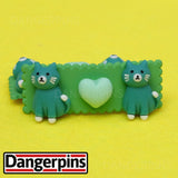 Set of 2 Green Cat hair clips