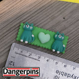 Set of 2 Green Cat hair clips