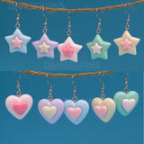 Set of 5 pairs of Double Stars or Hearts earrings