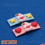 Set of 2 Strawberry Bunny hair clips - 5.5cm