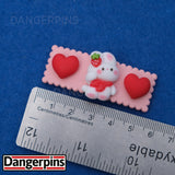 Set of 2 Strawberry Bunny hair clips - 5.5cm